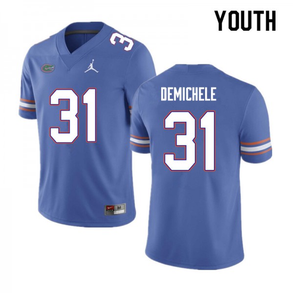 Youth #31 Chase DeMichele Florida Gators College Football Jerseys Blue